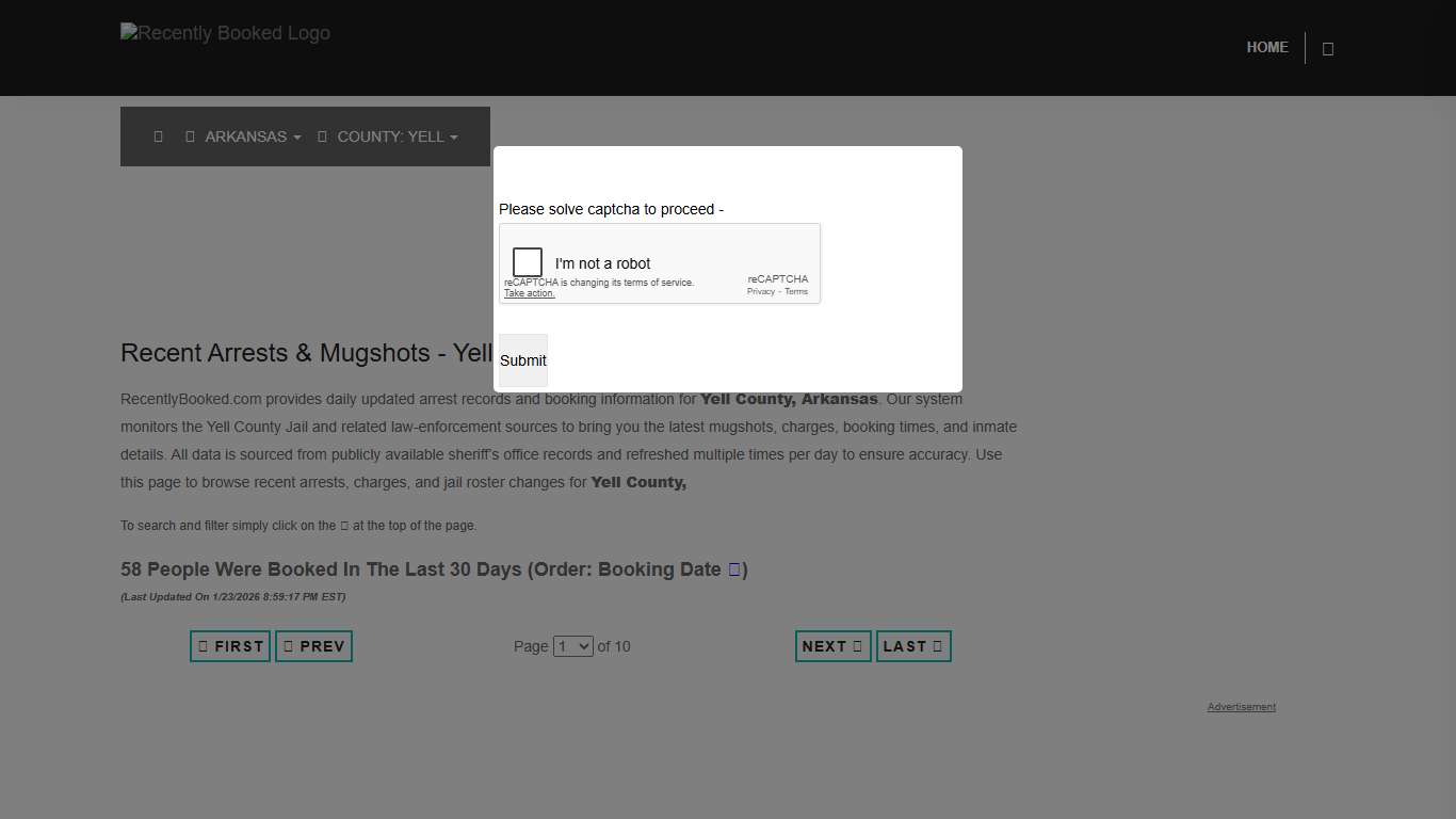 Yell County, Arkansas Mugshots RecentlyBooked.com