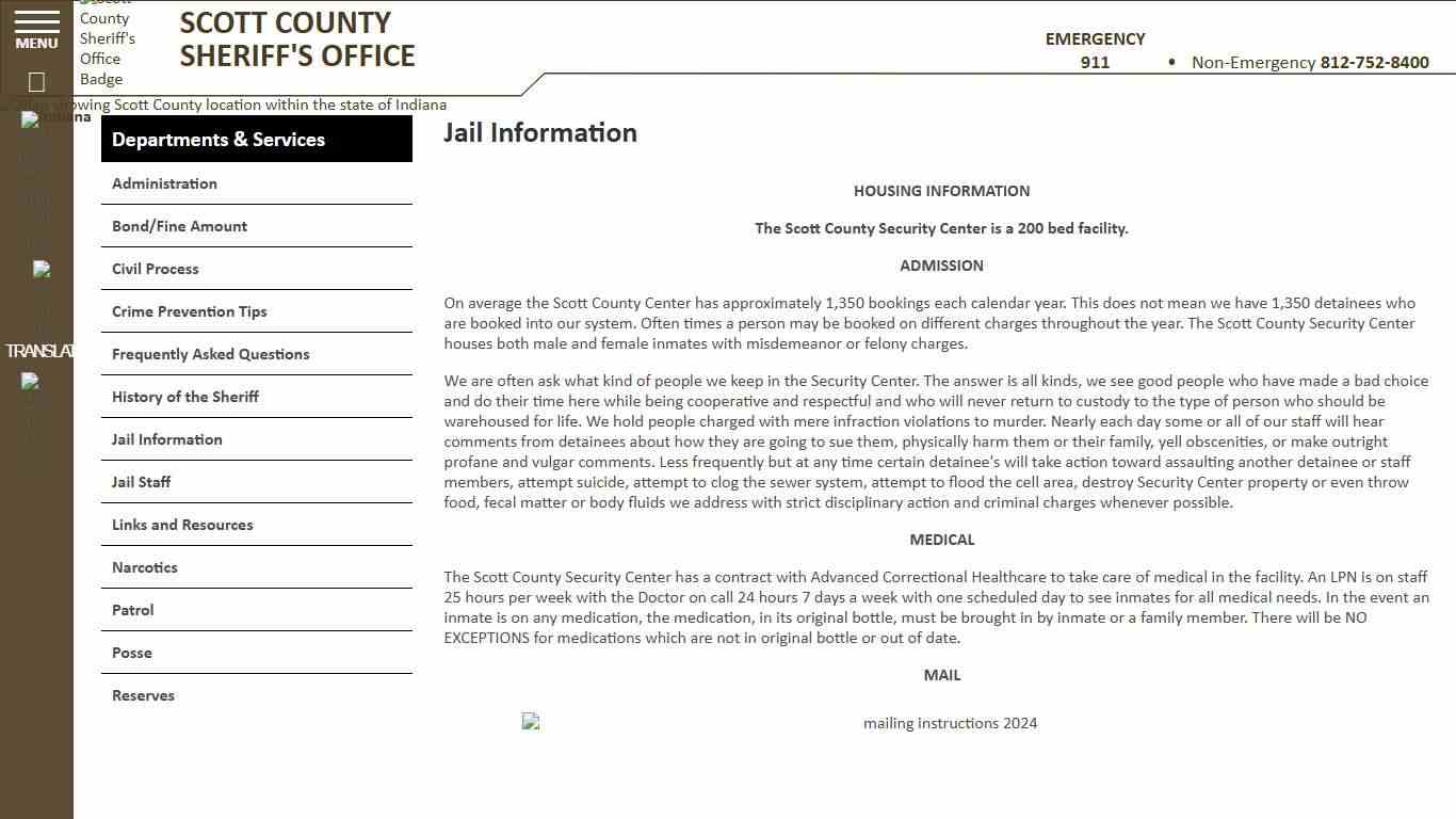 Jail Information - Scott County Sheriff - Scottsburg, IN